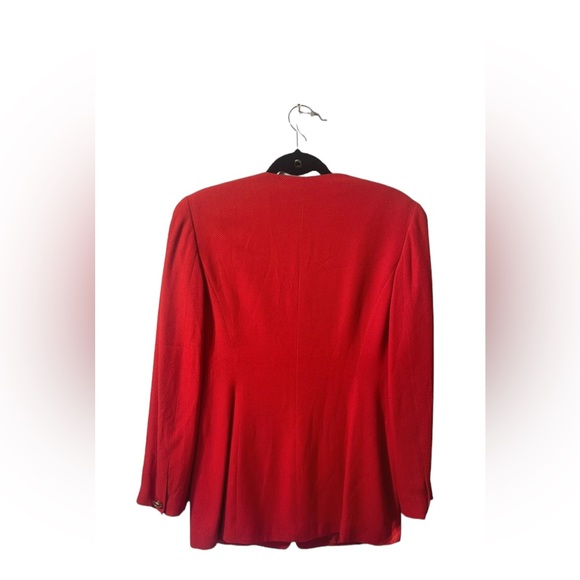 Vintage90s Carla Carini  statement red fitted blazer gold buttons classy  UK8 - Picture 5 of 11